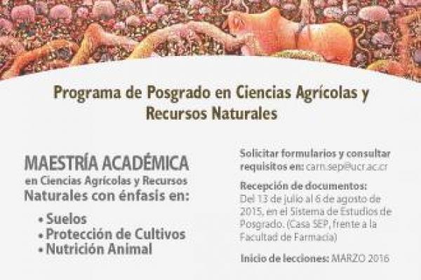 Maestría Académica en Ciencias Agrícolas y Recursos Naturales